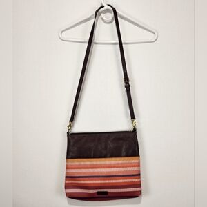 Fossil Striped Brown and Orange Women's Crossbody Bag